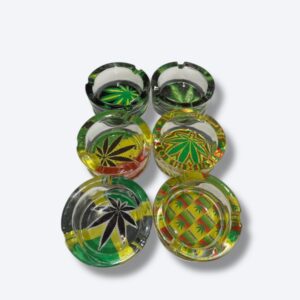Cinzeiro de Vidro Redondo Cannabis